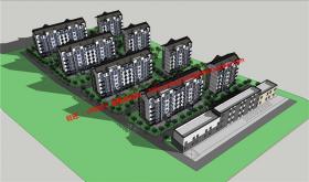 NO01058小区规划资料居住区住宅cad总图户型su模型效果图