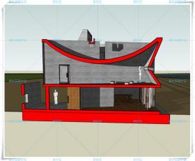 TU00882南戴河三联海边图书馆su模型CAD 董功 Vector 直向建筑