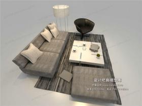 现代风格沙发组合3Dmax模型 (6)
