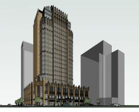 SU00452高层办公楼和底层商业，artdeco风格，30层