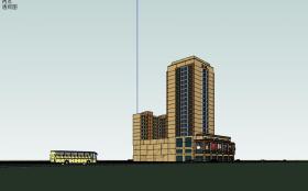 SU01419新古典风格商业办公高层建筑su模型草图大师