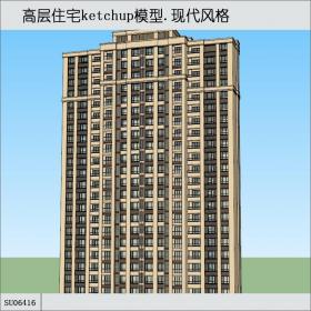 SU06416高层住宅楼，现代主义风格，26层