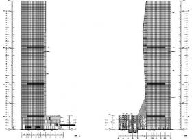 [中国]53层超高层玻璃幕墙企业办公楼CAD全套建筑结构风...