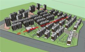 NO01124居住区规划设计用地11万方小区住宅cad图纸总图su模型