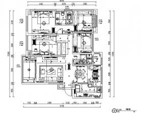 绿地华尔道名邸美式三居室样板房设计施工图（附效果图...