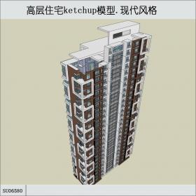 SU06580高层住宅楼，现代风格，24层