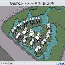 SU01289某市滨水多层办公楼群设计su模型草图大师sketchup资源