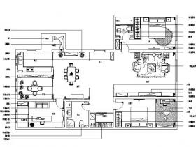 雅致空间原味.新中式三居室样板房设计施工图（附效果图...