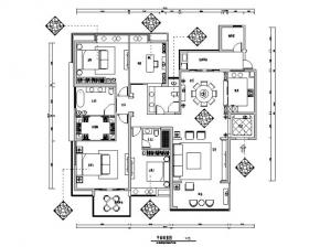 简约四居室住宅设计施工图（附效果图）