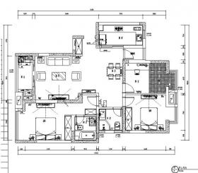 现代简洁名仕花园住宅设计施工图（附效果图）