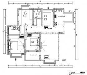 蝴蝶湾美式三居室样板房设计施工图（附效果图）