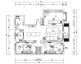 现代简约风格三居室住宅设计施工图（附效果图+模型）