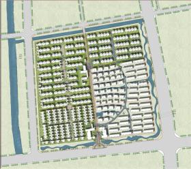 TU03101大型生活居住区总图cad图纸psd分层彩色总图填色规划...