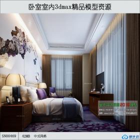 中式风格卧室室内3dmax精品模型资源 SN00469