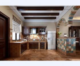 美式厨房橱柜组合3D模型
