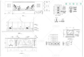 C05-茶楼茶馆建筑装修设计 CAD施工图纸平面详图 原创设计...