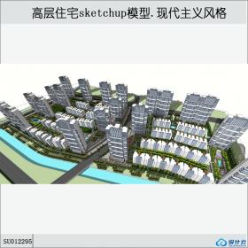 SU012295住宅小区规划，现代主义风格，7~23层