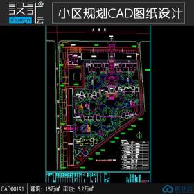 容积率3.2居住小区cad总图方案设计用地5.2万建筑面积18万平...