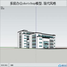 SU01361学生设计多层办公楼作品su模型草图大师学生文件