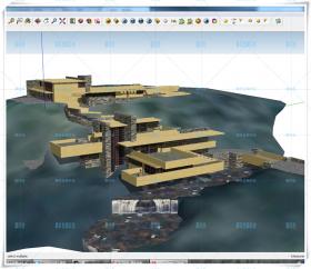 TU00755赖特流水别墅解读建筑课程设计扫描高清SU+CAD