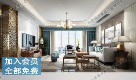 新中式风格3d模型室内家装卧室客厅卫生间书房3dmax模型