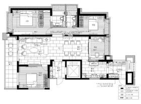 上海珠江铂世·外滩界三居室样板间施工图纸