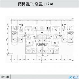 HX01145两梯四户,高层,117㎡
