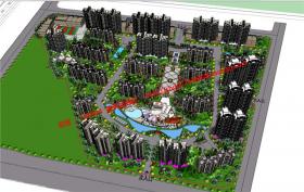 NO01153小区规划居住建筑cad总图su模型