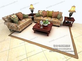 欧式风格沙发组合3Dmax模型 (103)
