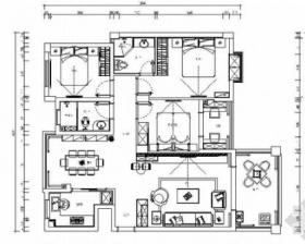 [湖南]经典简欧三居室家装室内设计施工图（含效果图）