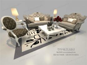 欧式风格沙发组合3Dmax模型 (49)