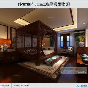 中式风格卧室室内3dmax精品模型资源 SN00465