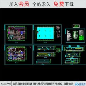 休闲中心水中央浴场建施图CAD