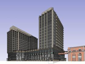 SU03202高层办公楼及会所，现代主义风格，14层及3层