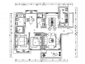 古典风格三居室住宅设计施工图（附效果图+模型）