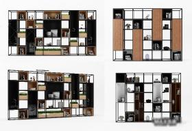 装饰柜植物书柜3d模型室内家装盆栽饰品柜3dmax模型素材库