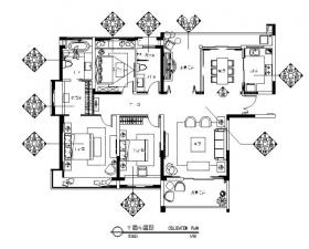 [广东]现代风格样板房设计CAD施工图（含效果图）一