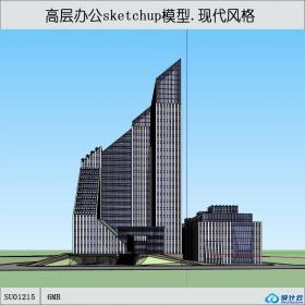 SU01215一套不规则高层办公楼设计su模型