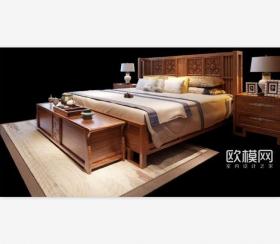 2011 新中式卧室床具床头柜组合