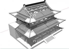 YH00350古建模型 su中式古建筑 sketchup原创设计素材库