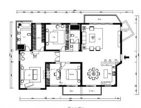 简约新中式风格样板房设计CAD施工图（含效果图）