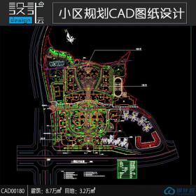 一套居住区方案设计cad总图建筑面积8.7万总用地面积3.2万...