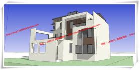 新中式现代别墅建筑设计方案sketchup模型/su模型/cad图纸/效...