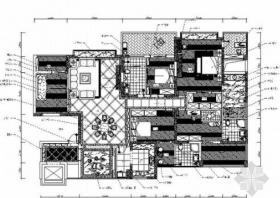 [深圳]低密度纯高层大宅美式风情四居室装修施工图（含效...