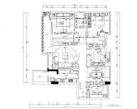 现代风格三居室住宅装修施工图+​效果图