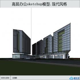 SU01250学生作业高层办公楼设计su模型