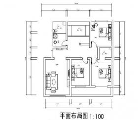 现代乡村风格三室两厅装修施工图（含效果图）