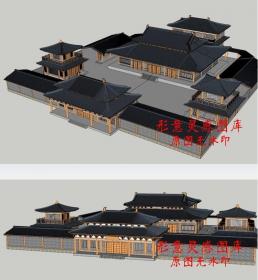 T1679汉式唐式仿古建筑皇宫宫殿寺庙度假酒店度假村草图大...