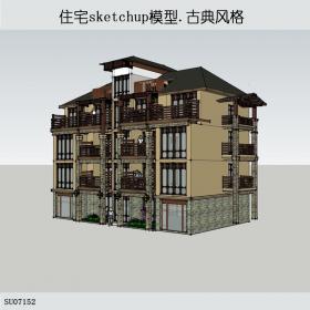 SU07152住宅，西方古典主义风格，4层