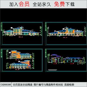 小区会所立面图CAD